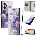 For Realme 14 / P3 5G / 14T 5G Colored Drawing Pattern Leather Phone Case(Purple Rose) - 1