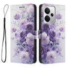 For Realme 14 / P3 5G / 14T 5G Colored Drawing Pattern Leather Phone Case(Purple Rose) - 3