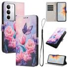 For Realme C71 4G Color Drawing Pattern Leather Phone Case(Pink Butterfly) - 1