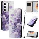 For Realme C71 4G Color Drawing Pattern Leather Phone Case(Purple Rose) - 1