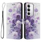 For Realme C71 4G Color Drawing Pattern Leather Phone Case(Purple Rose) - 3