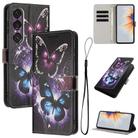 For Sony Xperia 1 VII Colored Drawing Pattern Leather Phone Case(Two Butterflies) - 1