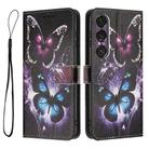 For Sony Xperia 1 VII Colored Drawing Pattern Leather Phone Case(Two Butterflies) - 3