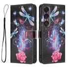 For Sony Xperia 1 VII Colored Drawing Pattern Leather Phone Case(Dragonfly) - 3