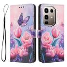 For Infinix Note 50s Colored Drawing Pattern Leather Phone Case(Pink Butterfly) - 3