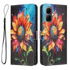 For Infinix Smart 10 4G Color Drawing Pattern Leather Phone Case(Sunflower) - 3