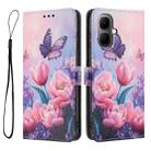 For Infinix Smart 10 4G Color Drawing Pattern Leather Phone Case(Pink Butterfly) - 3