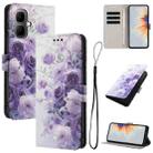 For Infinix Smart 10 4G Color Drawing Pattern Leather Phone Case(Purple Rose) - 1