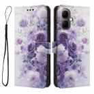 For Infinix Smart 10 4G Color Drawing Pattern Leather Phone Case(Purple Rose) - 3