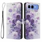 For Infinix Smart 10 Plus 4G Color Drawing Pattern Leather Phone Case(Purple Rose) - 3