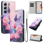 For Tecno Camon 40 Pro 4G Colored Drawing Pattern Leather Phone Case(Pink Butterfly) - 1