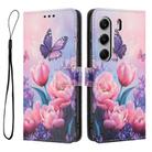 For Tecno Camon 40 Pro 4G Colored Drawing Pattern Leather Phone Case(Pink Butterfly) - 3