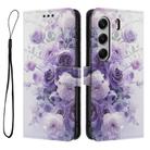 For Tecno Camon 40 Pro 4G Colored Drawing Pattern Leather Phone Case(Purple Rose) - 3