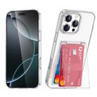 For iPhone 16 Pro Max Card Holder Stand Shockproof Phone Case(Transparent) - 1