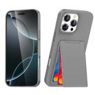 For iPhone 15 Pro Max Card Holder Stand Shockproof Phone Case(Grey) - 1