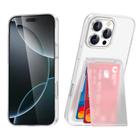 For iPhone 15 Pro Card Holder Stand Shockproof Phone Case(Matte Clear) - 1