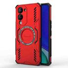 For vivo Y19 5G Global / T4 Lite 5G Butterfly Armor MagSafe Magnetic Ring Shockproof Phone Case(Red) - 1