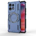 For Motorola Edge 50 Pro 5G Global Butterfly Armor MagSafe Magnetic Ring Shockproof Phone Case(Blue) - 1