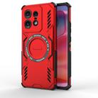 For Motorola Edge 50 Pro 5G Global Butterfly Armor MagSafe Magnetic Ring Shockproof Phone Case(Red) - 1