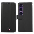 For Sony Xperia 1 VII ABEEL Delicate Texture Splicing RFID Leather Phone Case(Black) - 1