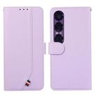 For Sony Xperia 1 VII ABEEL Delicate Texture Splicing RFID Leather Phone Case(Purple) - 1