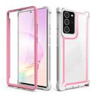 For Samsung Galaxy Note20 Ultra Four-corner Shockproof All-inclusive Transparent Space Protective Case(Pink White) - 1