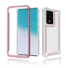 For Samsung Galaxy S20 Plus Four-corner Shockproof All-inclusive Transparent Space Protective Case(Pink White) - 1