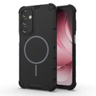 For Samsung Galaxy A25 4G / 5G Grating Solid Color MagSafe Magnetic Phone Case(Black) - 1