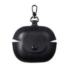 For Beats Powerbeats Pro 2 Business Leather Bluetooth Earphone Protective Case with Hook(Black) - 1