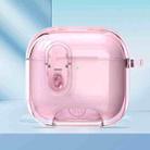 For AirPods Pro / Pro 2 Clear Armor Security Lock Wireless Earphones Case with Hook & Holder(Transparent Pink) - 1
