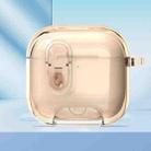 For AirPods Pro / Pro 2 Clear Armor Security Lock Wireless Earphones Case with Hook & Holder(Transparent Gold) - 1