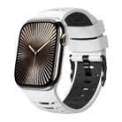 For Apple Watch 46mm / 49mm / 45mm / 44mm Trapezoid Two Color Silicone Watch Band(White Black) - 1