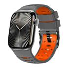 For Apple Watch 46mm / 49mm / 45mm / 44mm Trapezoid Two Color Silicone Watch Band(Charcoal Grey Orange) - 1