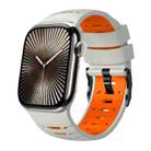For Apple Watch 46mm / 49mm / 45mm / 44mm Trapezoid Two Color Silicone Watch Band(Fog Gray Orange) - 1