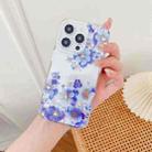 For iPhone 16 Electroplated Symphony Phone Case(White Blue Flower) - 2
