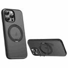 For iPhone 15 Pro Max Solid Color 360 Degree Rotating Holder MagSafe Magnetic Phone Case(Black) - 1
