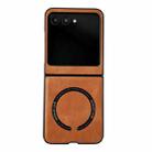 For Motorola Razr 50 / 60 Crazy Horse Texture Magnetic Magsafe PU Phone Case(Orange) - 1