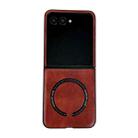 For Motorola Razr 50 Ultra Crazy Horse Texture Magnetic Magsafe PU Phone Case(Red) - 1