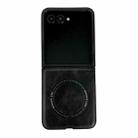 For Motorola Razr 50 Ultra Crazy Horse Texture Magnetic Magsafe PU Phone Case(Black) - 1