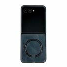 For Motorola Razr 50 Ultra Crazy Horse Texture Magnetic Magsafe PU Phone Case(Blue) - 1
