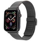 For Apple Watch 46mm / 49mm / 45mm / 44mm Integrated Buckle Embossed Thick Milanese Metal Watch Band(Black) - 1