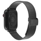 For Apple Watch 46mm / 49mm / 45mm / 44mm Integrated Buckle Embossed Thick Milanese Metal Watch Band(Black) - 2