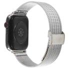 For Apple Watch 46mm / 49mm / 45mm / 44mm Integrated Buckle Embossed Thick Milanese Metal Watch Band(Silver) - 2