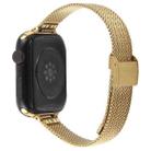 For Apple Watch 46mm / 49mm / 45mm / 44mm Integrated Buckle Embossed Slim Milanese Metal Watch Band(Gold) - 2