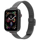 For Apple Watch 42mm / 41mm / 40mm / 38mm Integrated Buckle Embossed Slim Milanese Metal Watch Band(Black) - 1