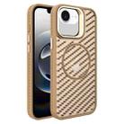 For iPhone 16e O-Shape Hollow Cooling Lens Holder MagSafe Phone Case(Gold) - 1