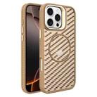 For iPhone 16 Pro O-Shape Hollow Cooling Lens Holder MagSafe Phone Case(Gold) - 1