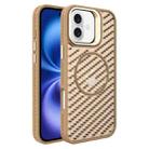 For iPhone 16 Plus O-Shape Hollow Cooling Lens Holder MagSafe Phone Case(Gold) - 1