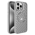 For iPhone 15 Pro Max O-Shape Hollow Cooling Lens Holder MagSafe Phone Case(Grey) - 1
