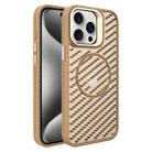 For iPhone 15 Pro O-Shape Hollow Cooling Lens Holder MagSafe Phone Case(Gold) - 1